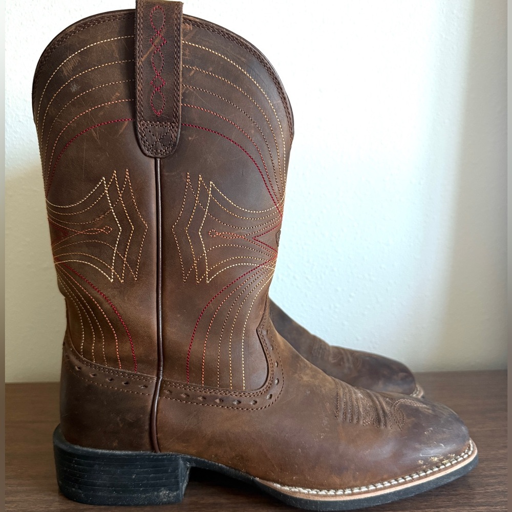 Ariat Sport Wide Square Toe Cowboy Western Boot Men 10010963 Size 7.5 EE Wide